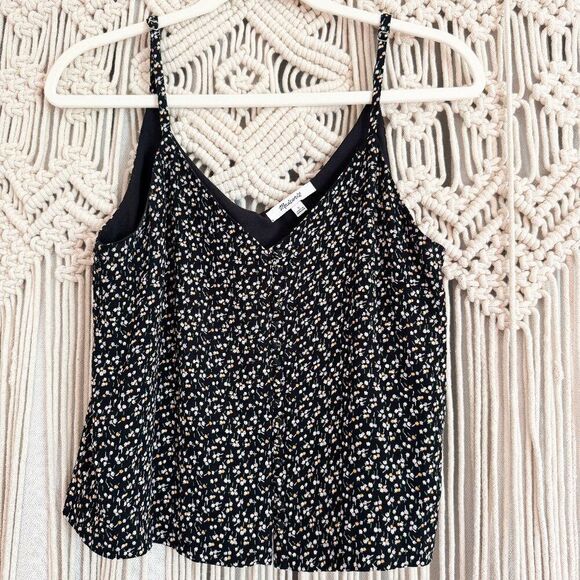 Madewell Button-Down Cami Top – Size 2, Playground Posies Print, True Black - Picture 1 of 5